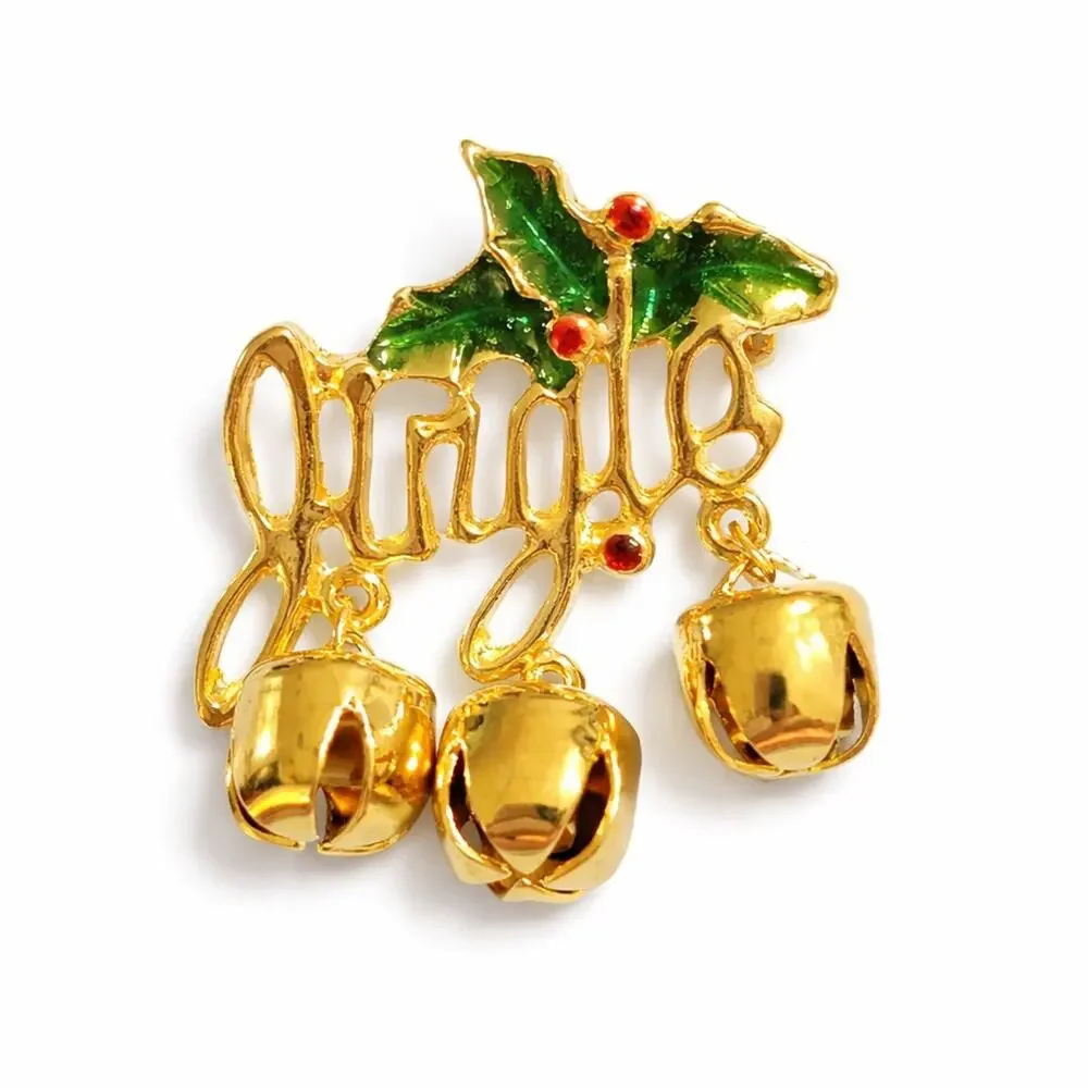 Vintage Jingle Bells Brooch Pin Christmas 1.5